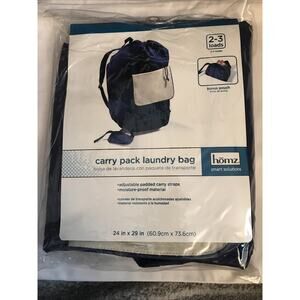 HOMZ Backpack Carry Pack Laundry Bag Blue 24x29 Inch with Pouch New